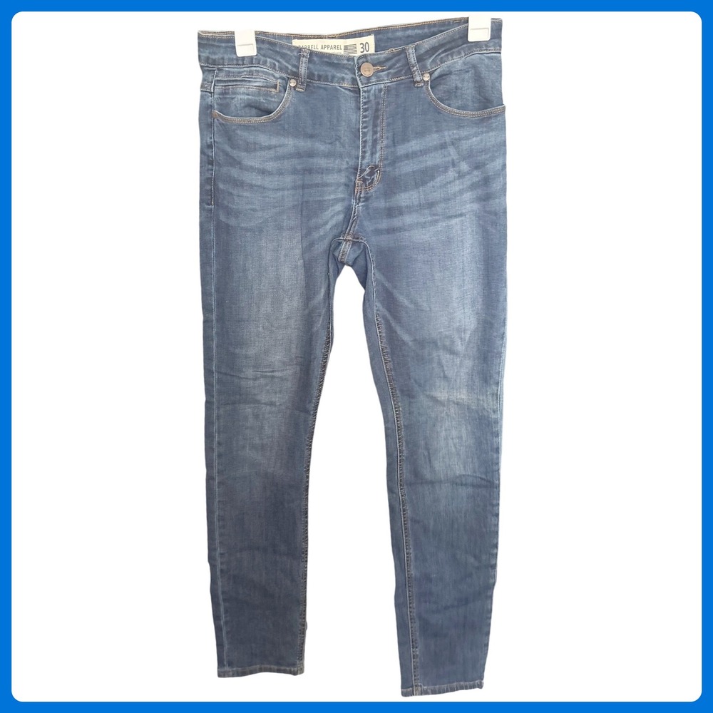 Barbell Apparel Mens Athletic Fit Stretch Denim Jeans Medium Wash Blue Size 30